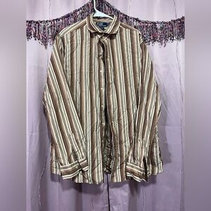 Ralph Lauren Tan and Brown Striped Shirt